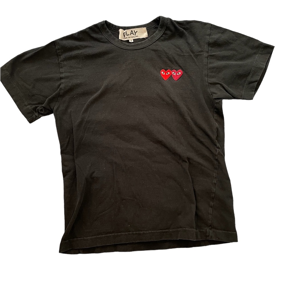 Come Des Garçon T shirt, logo, double hearts.